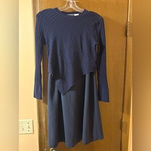 Sportmax Code navy ribbed bejeweled mini dress